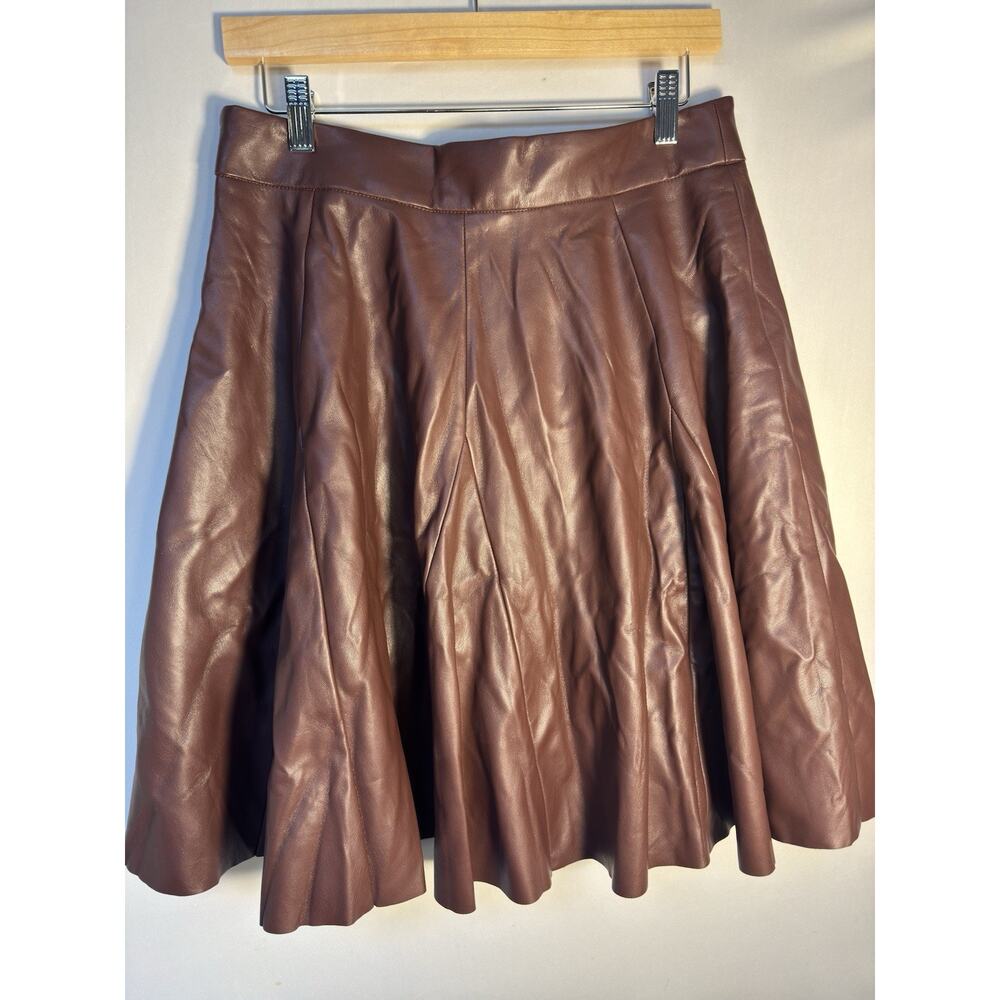 Banana Republic Faux Leather Pleated Skirt Brown Womens Size 10‎ NWT